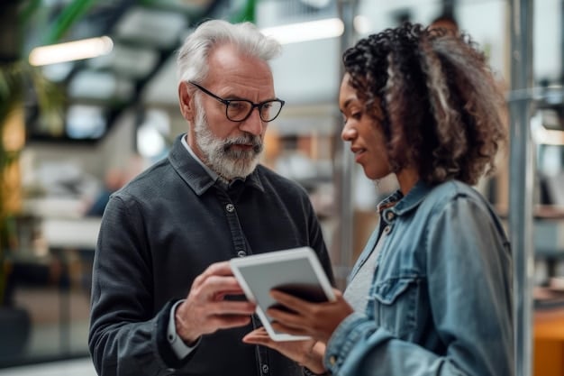 A close-up shot of a business owner interacting with a customer through a digital tablet, showcasing personalized product recommendations based on the customer's preferences and past purchases. The scene emphasizes the importance of personalized customer experiences for small businesses.