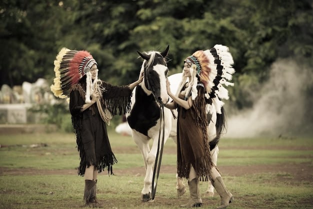 A group of Native American dancers in traditional regalia performing a ceremonial dance at a powwow.
