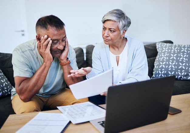 A photo showing a family looking worried while reviewing a medical bill, highlighting the financial stress associated with healthcare costs.