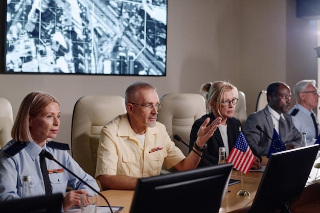 Interior of a government building depicting a committee hearing with officials testifying and discussing fiscal policy impacts on the US economy.